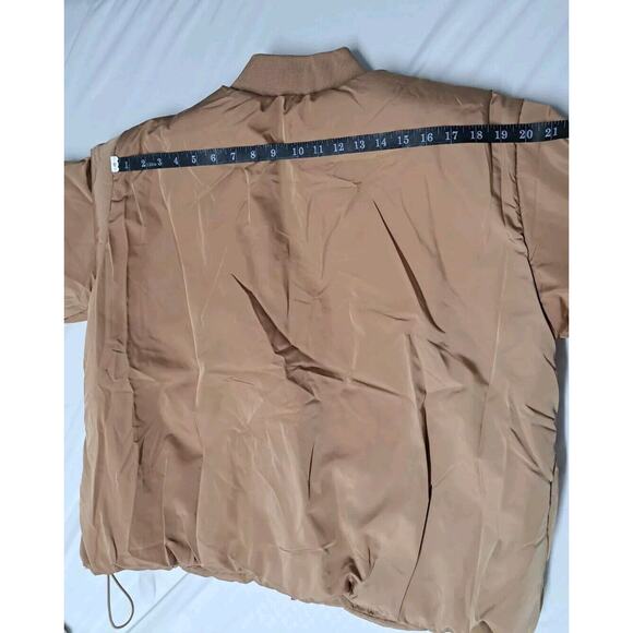 Amazon Womens Padded‎ Cropped Bomber Jacket, Camel Size L - Picture 9 of 11